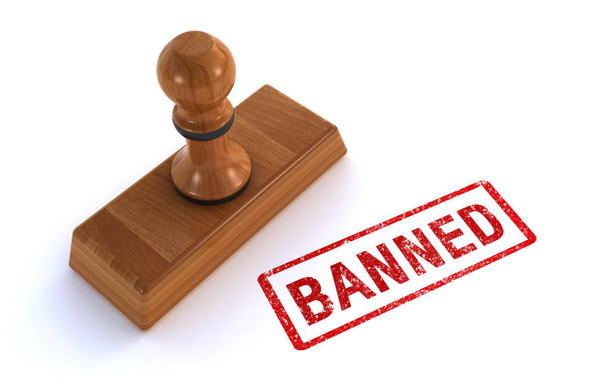 rubber stamp banned (3d ilustration) - Photo, Image