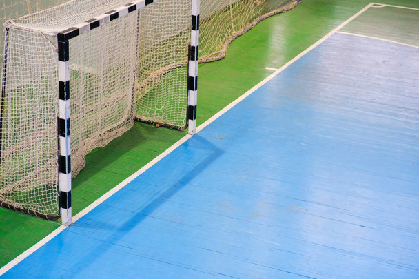 Football field, Futsal ball field in the gym indoor, Soccer sport field - Fotografie, Obrázek
