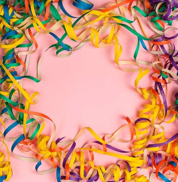Party festive background with confetti. Copy space - 写真・画像