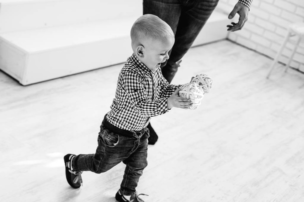 The little boy holds decorated balls - Photo, Image