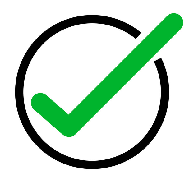 grünes Häkchen-Symbol auf weißem Hintergrund. grünes Häkchen. Zecke - Vektor, Bild