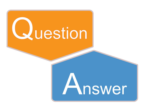 q und ein Symbol auf weißem Hintergrund. Frage-Antwort-Zeichen. flach - Vektor, Bild