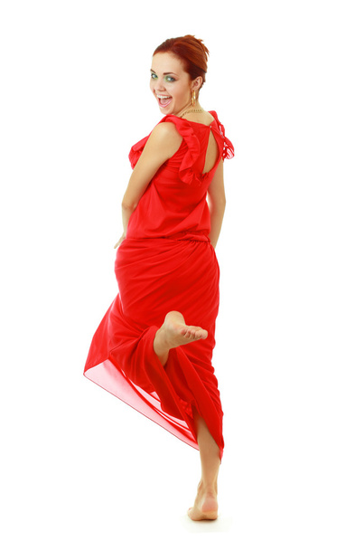lady in red dress - Фото, изображение