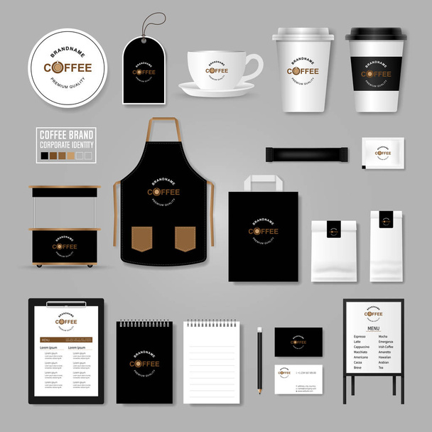 Modelo de identidade corporativa. Conceito de logotipo para café, café
, - Vetor, Imagem