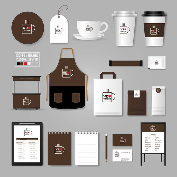 Πρότυπο εταιρικής ταυτότητας. Λογότυπο έννοια για κατάστημα καφέ, καφέ, - Διάνυσμα, εικόνα