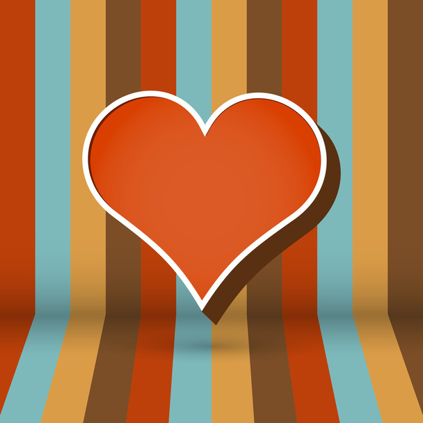 Vector striped background with heart - Vector, Image