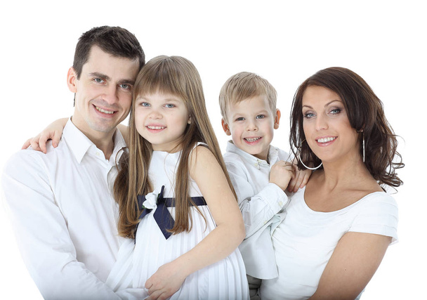 Beautiful happy family - isolated over a white background - Foto, imagen