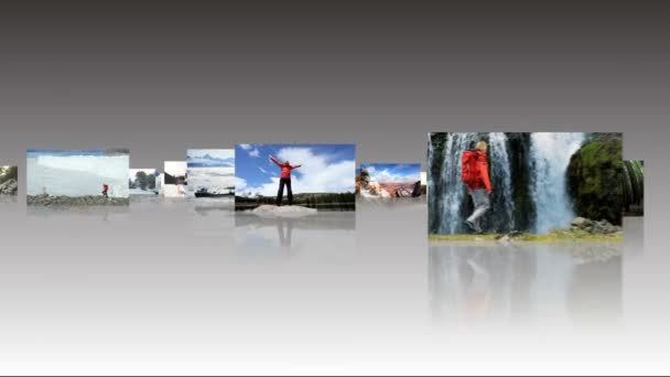Montage 3D tablet images of outdoor pursuits - Footage, Video