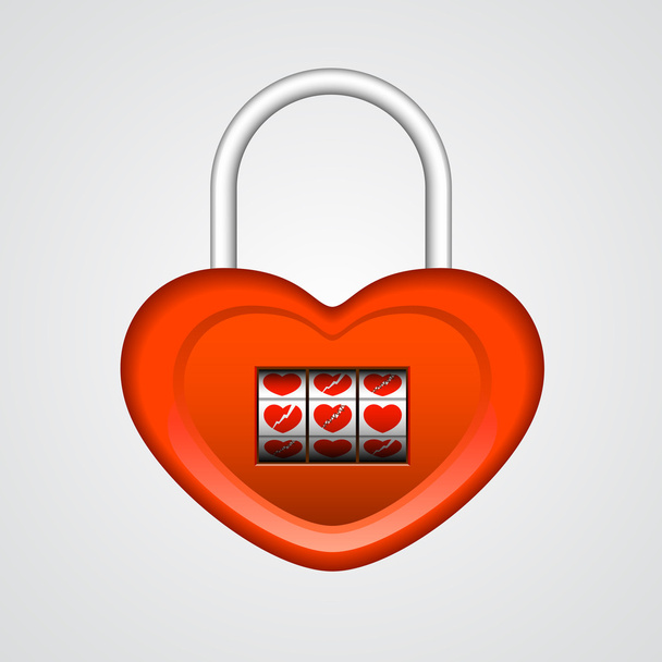 Red heart shaped lock. Vector illustration - Vector, Image