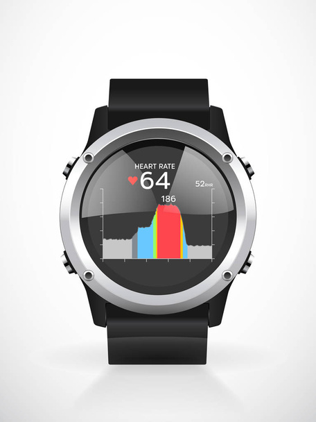 Sport smartwatch for runners - mobile application - Vettoriali, immagini