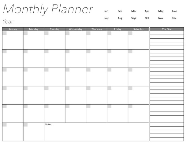 Порожня сторінка щомісячного планування
 - Фото, зображення