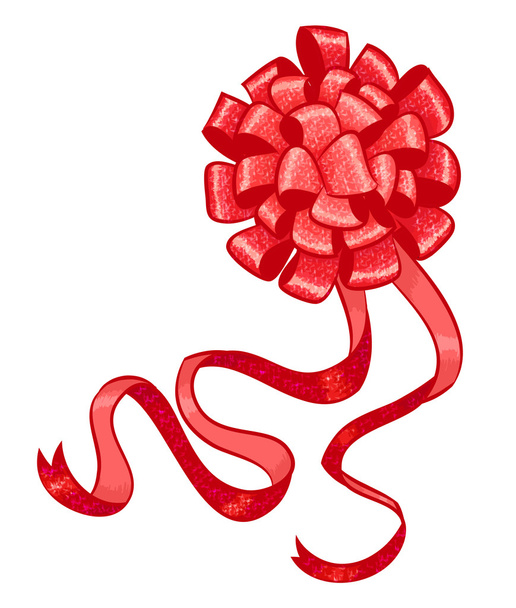 Red gift bow with ribbons - Vector, Imagen