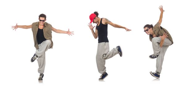 Чоловік танцює ізольовано на білому
 - Фото, зображення