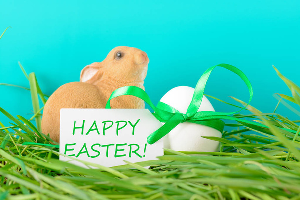 Conejo decorativo y huevo para Pascua
 - Foto, Imagen