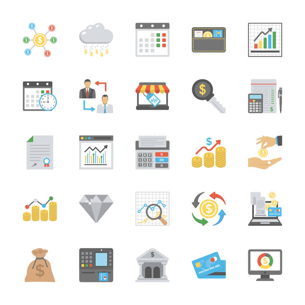Flat Vector Set of Finance Icons - Vector, Image