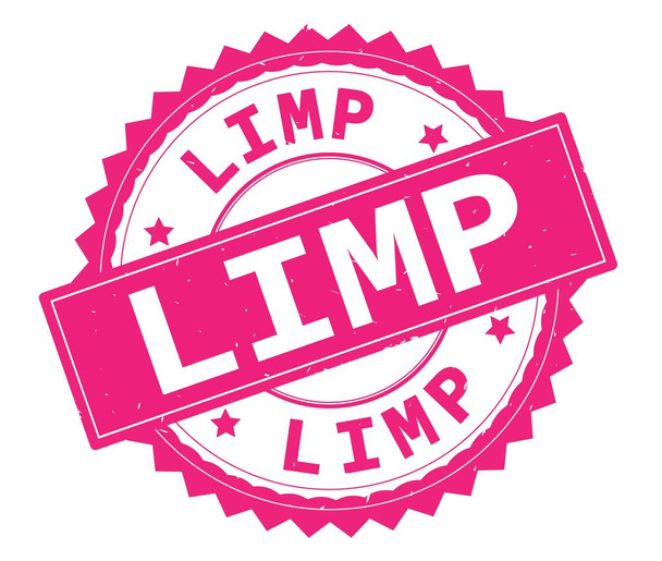 Carimbo redondo de texto rosa LIMP, com borda zig zag
. - Foto, Imagem