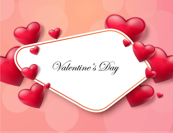 2018 Valentine's day background with textbox and beautifull hearts. Vector illustration - Vettoriali, immagini