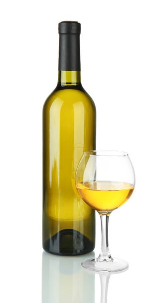 white wine isolated on white - 写真・画像