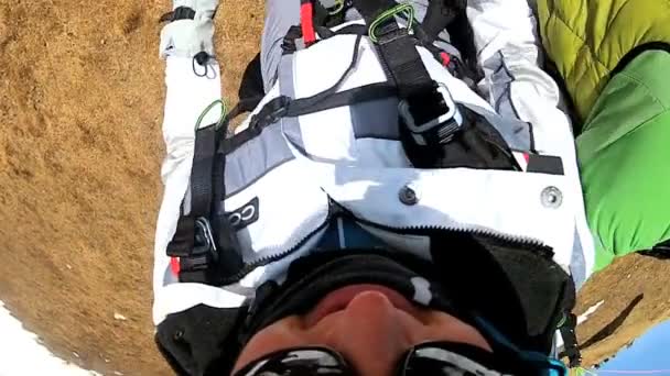 Female taking off on paragliding flight - Footage, Video