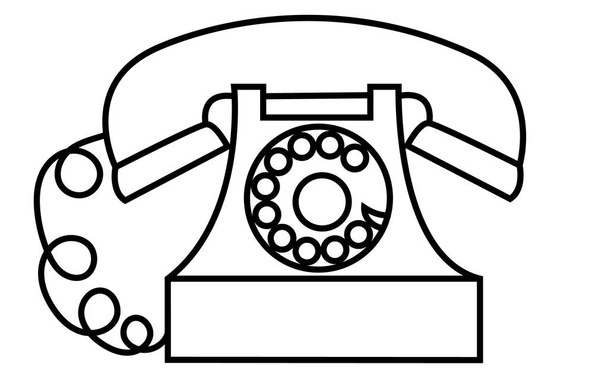 Teléfono de disco antiguo, retro, antiguo, vintage, hipster, blanco y negro con un tubo dibujado por un golpe sobre un fondo blanco. Ilustración vectorial
. - Vector, Imagen