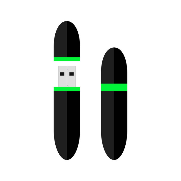 Flash drive with cap on white - Vector, Image