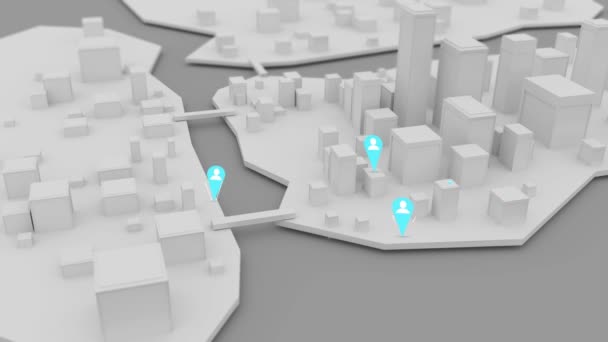 icônes Avatar surgissant sur la ville 3D
 - Séquence, vidéo