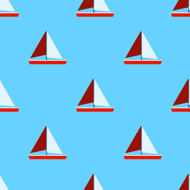 Seamless sea pattern with sailing ships and anchors on blue background. Nautical pattern. Flat design - 写真・画像