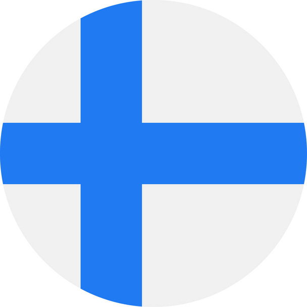 Suomi lippu vektori pyöreä tasainen kuvake
 - Vektori, kuva