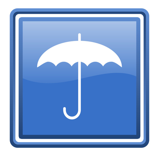 umbrella blue glossy square web icon isolated - Photo, image