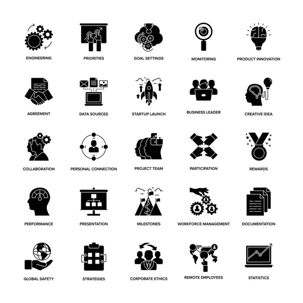 Conjunto de iconos de glifos de gestión de proyectos
 - Vector, imagen