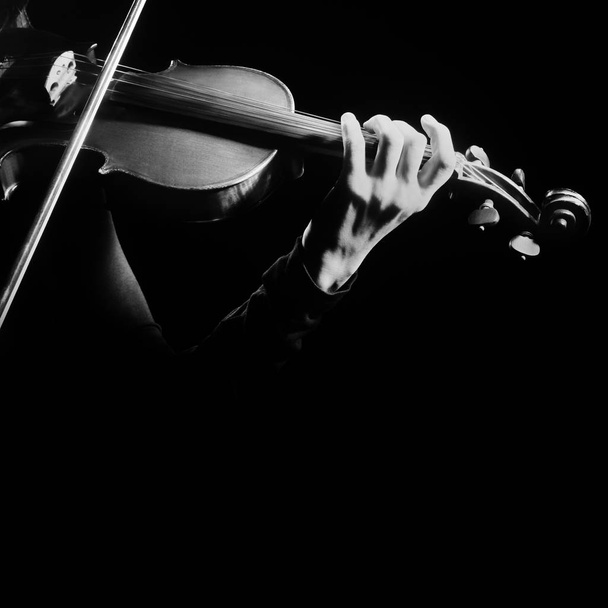 Violin player. Violinist playing violin hands close up - Fotografie, Obrázek