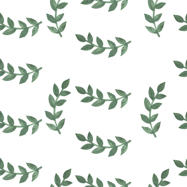 Hand paint watercolor seamless pattern with brunch of leaf - 写真・画像