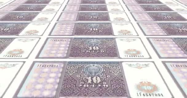 Banknotes of ten Uzbekistani som of Uzbekistan, cash money, loop - Footage, Video