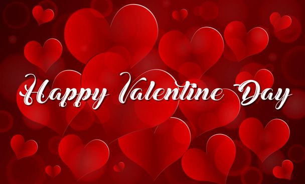 Feliz tarjeta de San Valentín plantilla con corazones rojos
 - Vector, imagen