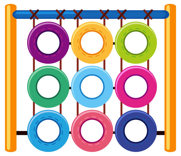 Estación de escalada con anillos de diferentes colores
 - Vector, imagen