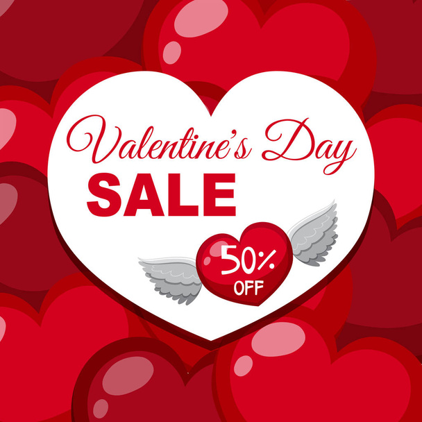 Valentine's day sale with heart flying - Vector, Image