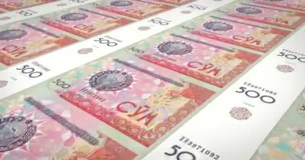 現金お金、ループ ウズベキスタンの五百意味 som の紙幣 - 映像、動画