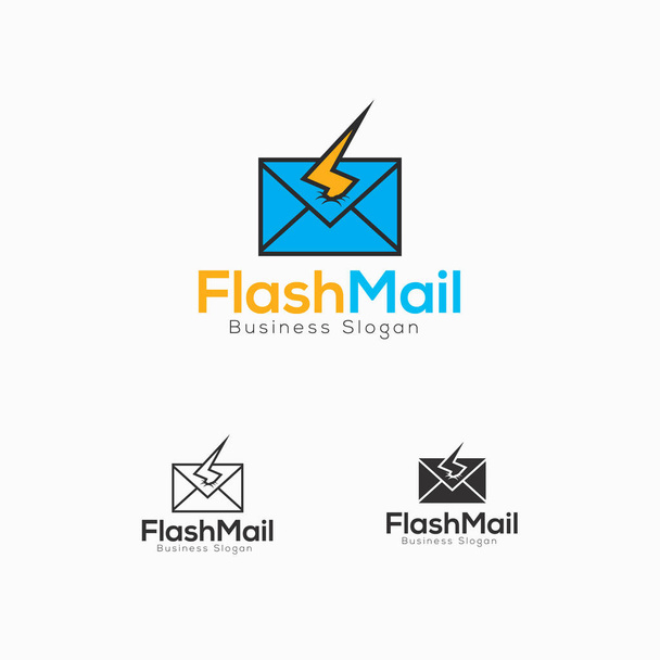 Flash Mail logó sablon - Vektor, kép