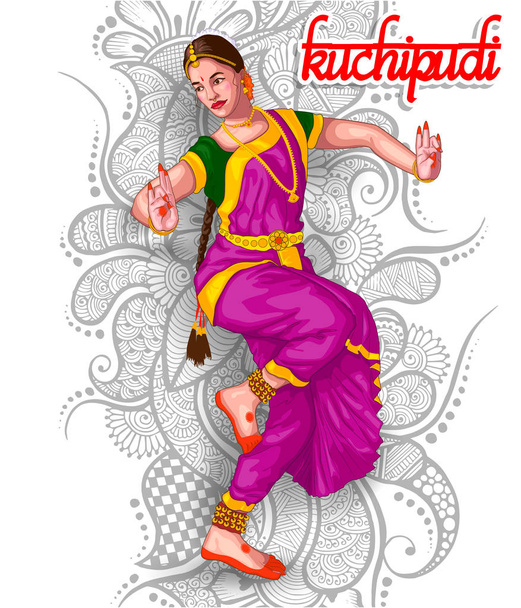 illustration de la danse indienne Kuchipudi forme
 - Vecteur, image