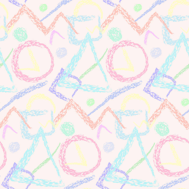 Pastel color pattern with grunge geometric shapes - Vector, Imagen