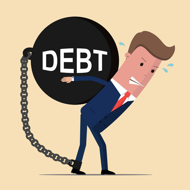 Homme d'affaires porter boule géante avec la dette de titre, illustration de concept financier. Illustration vectorielle
 - Vecteur, image