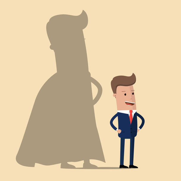 Businessman casting superhero shadow. Successful businessman concept. Vector illustration - Vector, Image