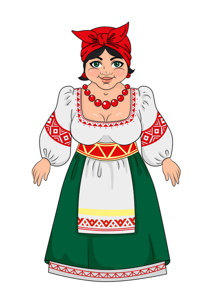 Ουκρανικό, κοπέλα με παραδοσιακή ενδυμασία. χάντρες. Μεγάλο στήθος - Φωτογραφία, εικόνα