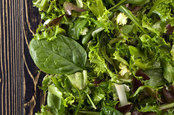 Salade verte fraîche aux épinards, roquette et laitue
  - Photo, image