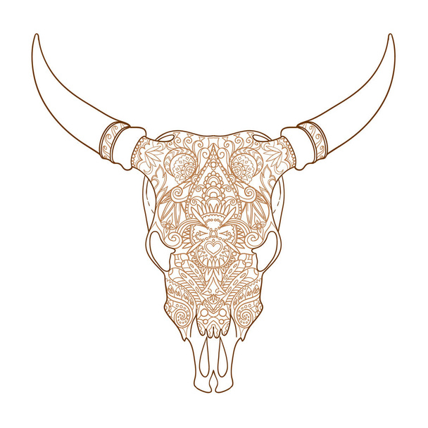 cabeza cráneo toro blanco y negro boceto de dibujos animados garabato. ilustración vectorial
 - Vector, imagen