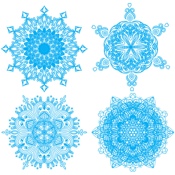 Colección de cuatro copos de nieve de elegancia
 - Vector, imagen