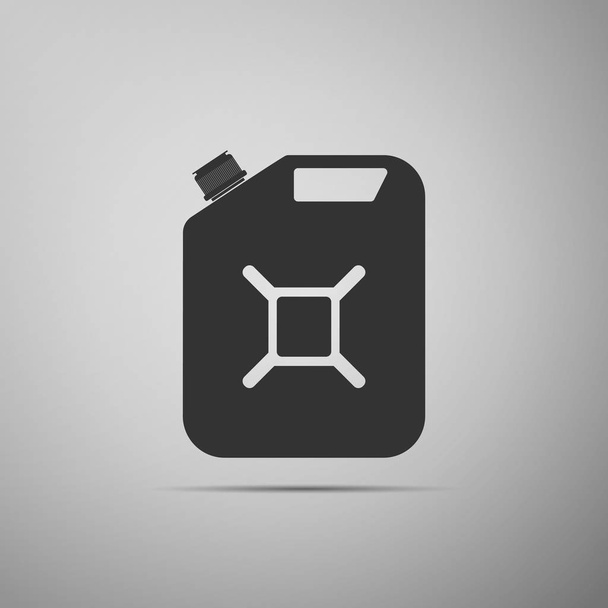 Kanystr benzinu ikony izolované na šedém pozadí. Diesel plyn ikona. Plochý design. Vektorové ilustrace - Vektor, obrázek