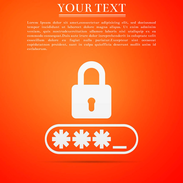 icône de protection de mot de passe isolé sur fond orange. Design plat. Illustration vectorielle
 - Vecteur, image