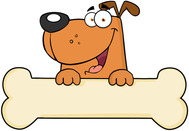 骨バナー上の漫画の犬 - 写真・画像