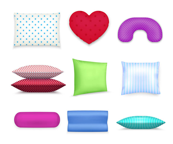 Kolorowy zestaw realistyczne poduszki poduszki - Wektor, obraz